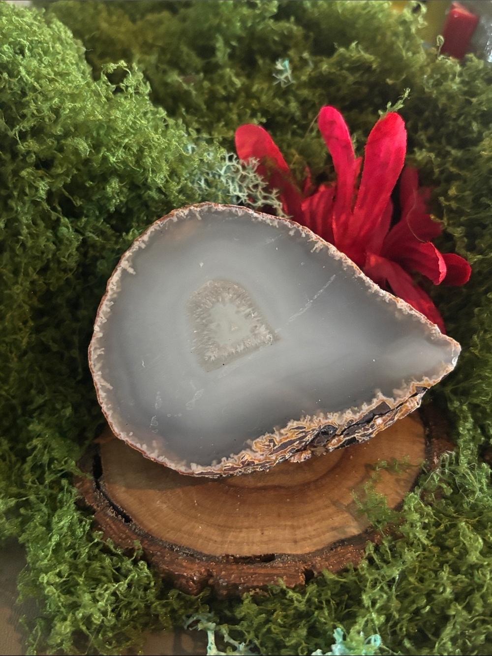 Gray Agate Geode Half